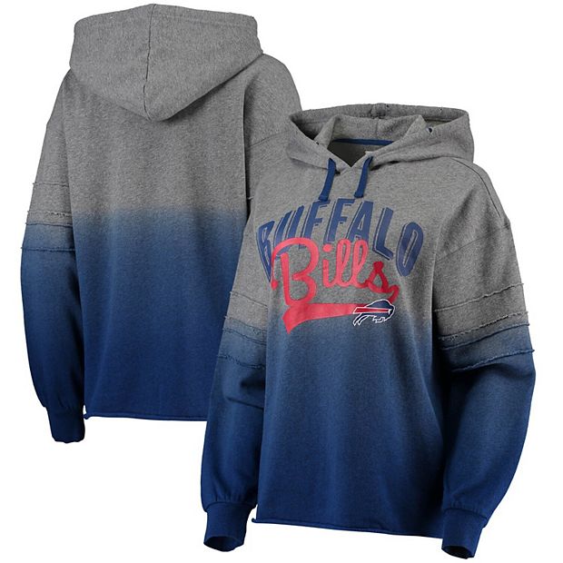 Women's Touch Heathered Gray/Royal Buffalo Bills Superstar Dip-Dye Pullover  Hoodie