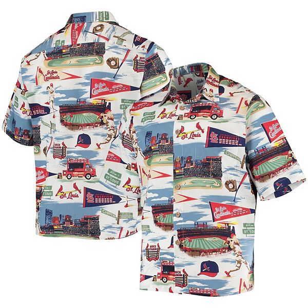 Reyn Spooner Youth St. Louis Cardinals scenic Button-Down Shirt - White - S (Small)