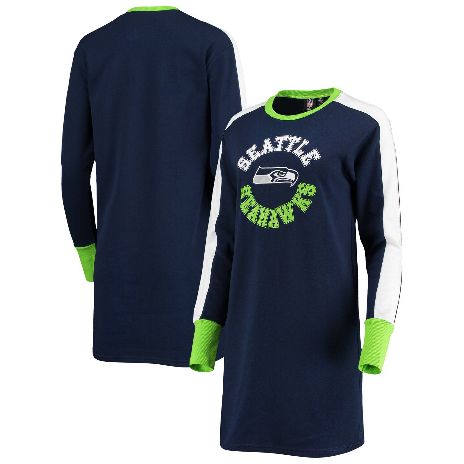 Outerstuff Girls Preschool Navy/Neon Green Seattle Seahawks Heart to Heart Jersey Dress