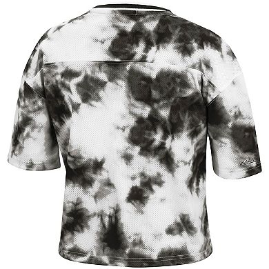 Women's Mitchell & Ness Black/White Toronto Raptors Hardwood Classics Tie-Dye Cropped T-Shirt