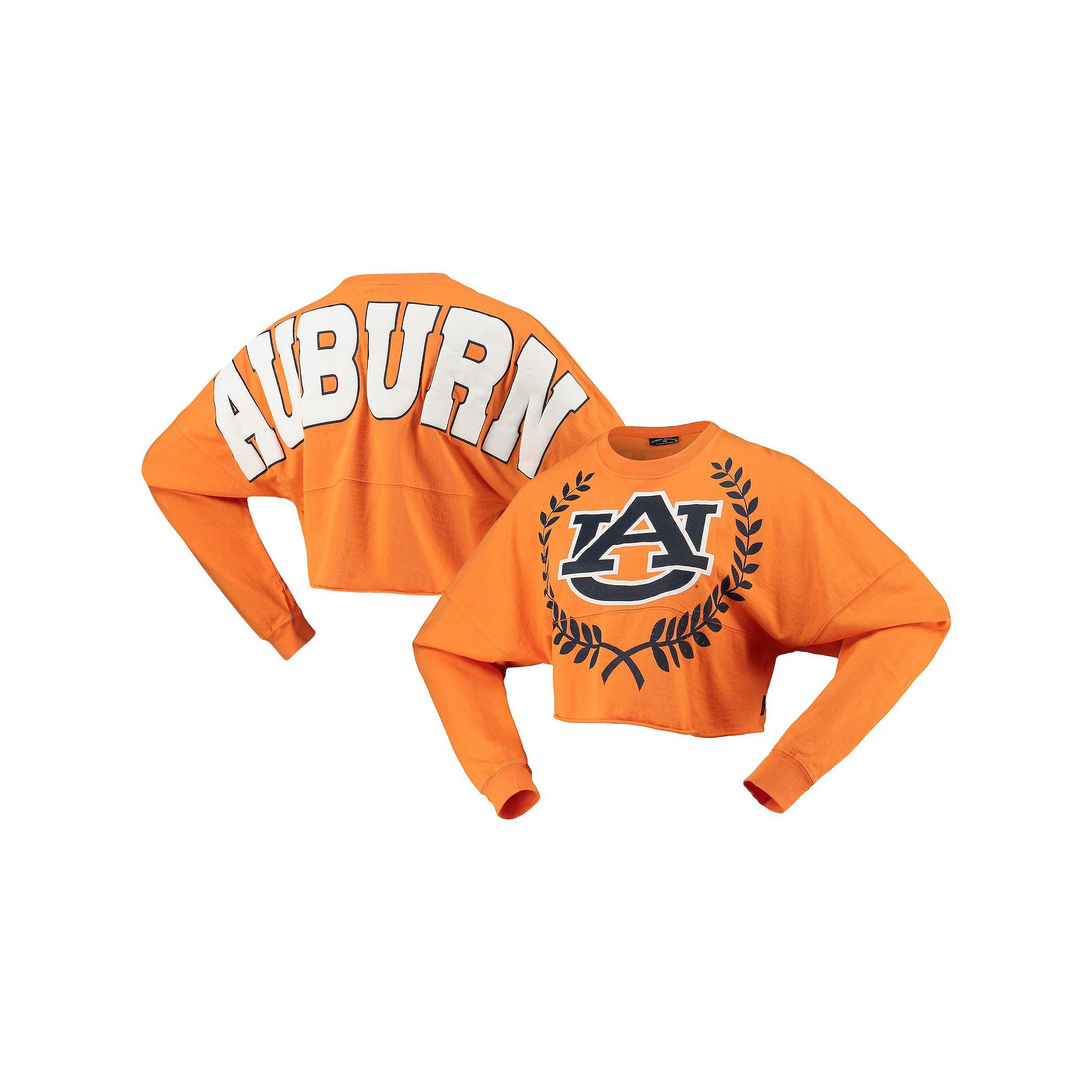 Womens Orange Auburn Tigers Laurels Crop Long Sleeve T-Shirt, Size: 2XL