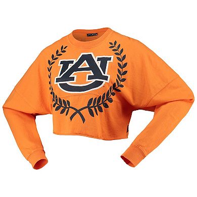 Women's Orange Auburn Tigers Laurels Crop Long Sleeve T-Shirt