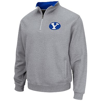 Men's Colosseum Heathered Gray BYU Cougars Tortugas Team Logo Quarter-Zip Jacket