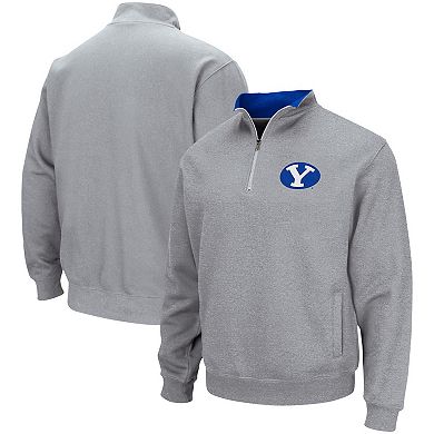 Men's Colosseum Heathered Gray BYU Cougars Tortugas Team Logo Quarter-Zip Jacket