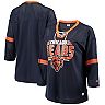 Women's Starter Navy Chicago Bears Lead Game Lace-Up V-Neck 3/4-Sleeve T-Shirt