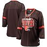 Women's Starter Brown Cleveland Browns Lead Game Lace-Up V-Neck 3/4-Sleeve T-Shirt