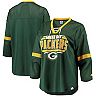 Women's Starter Green Green Bay Packers Lead Game Lace-Up V-Neck 3/4-Sleeve T-Shirt
