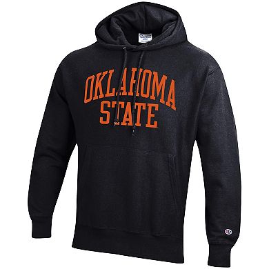 Men's Champion Black Oklahoma State Cowboys Team Arch Reverse Weave Relaxed Fit Pullover Hoodie