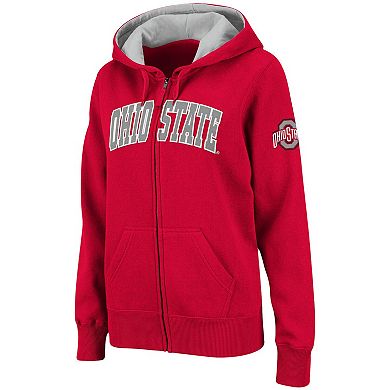 Women's Scarlet Ohio State Buckeyes Arched Name Full-Zip Hoodie