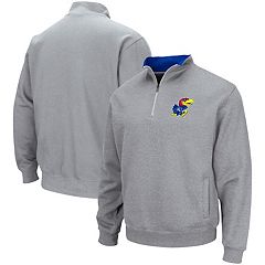 Men's Colosseum Heather Gray Kansas Jayhawks Arch & Logo Crew Neck Sweatshirt