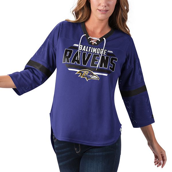 Baltimore Ravens New Era Women's Raglan Lace-Up T-Shirt - Purple