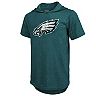 Men's Fanatics Branded DeVonta Smith Midnight Green Philadelphia Eagles Player Name & Number Tri-Blend Short Sleeve Hoodie T-Shirt