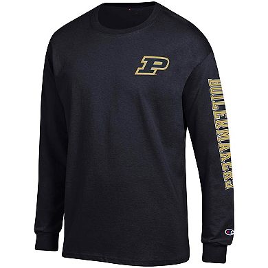 Men's Champion Black Purdue Boilermakers Team Stack Long Sleeve T-Shirt