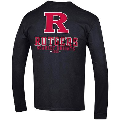 Men's Champion Black Rutgers Scarlet Knights Team Stack Long Sleeve T-Shirt