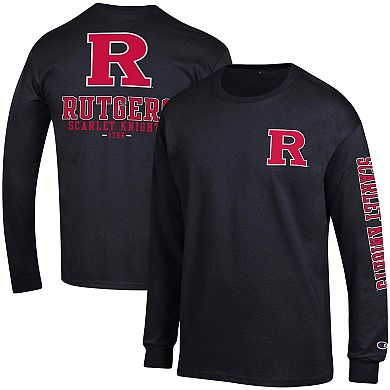 Men's Champion Black Rutgers Scarlet Knights Team Stack Long Sleeve T-Shirt