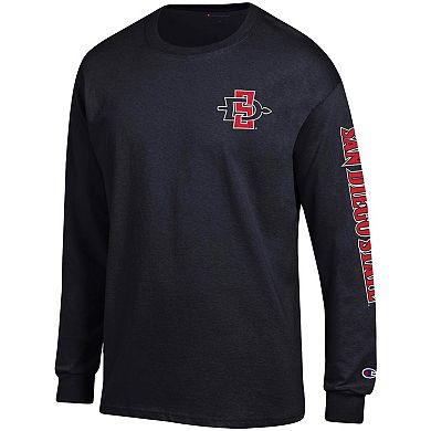 Men's Champion Black San Diego State Aztecs Team Stack Long Sleeve T-Shirt