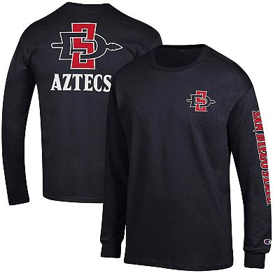 Men's Champion Black San Diego State Aztecs Team Stack Long Sleeve T-Shirt