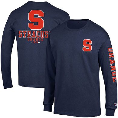 Men's Champion Navy Syracuse Orange Team Stack Long Sleeve T-Shirt