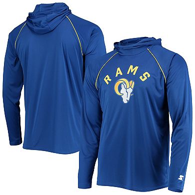 Men's Starter Royal Los Angeles Rams Raglan Long Sleeve Hoodie T-Shirt