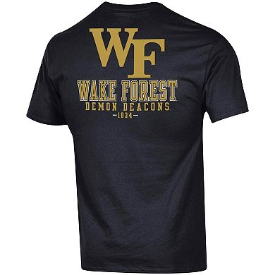 Men's Champion Black Wake Forest Demon Deacons Stack 2-Hit T-Shirt