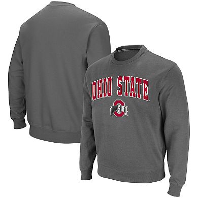 Men's Colosseum Charcoal Ohio State Buckeyes Team Arch & Logo Tackle Twill Pullover Sweatshirt