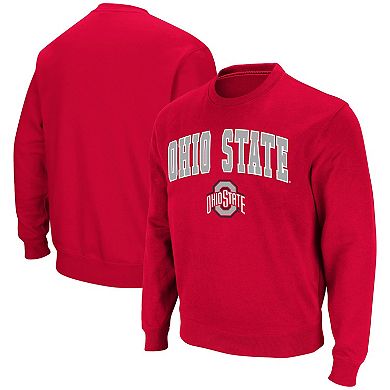 Men's Colosseum Scarlet Ohio State Buckeyes Team Arch & Logo Tackle Twill Pullover Sweatshirt