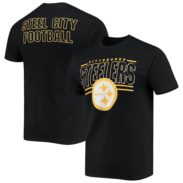 Men s Junk Food Black Pittsburgh Steelers Slogan 2 Hit T Shirt