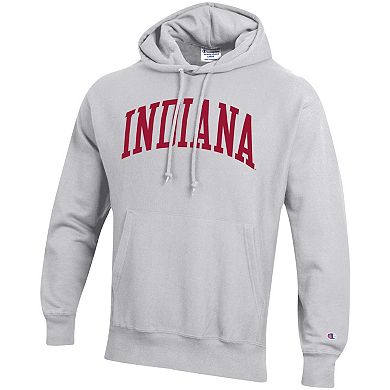 Men's Champion Heathered Gray Indiana Hoosiers Team Arch Reverse Weave Pullover Hoodie