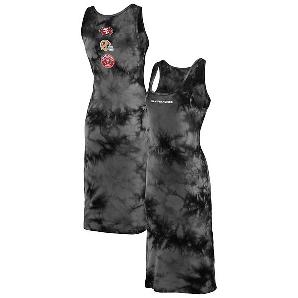 Women's WEAR by Erin Andrews Black San Francisco 49ers Tie-Dye Tank Top  Dress