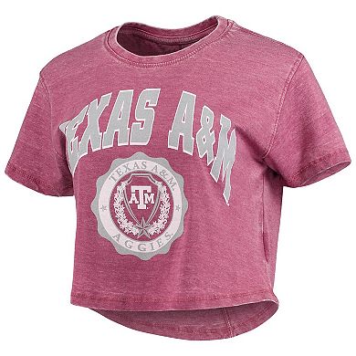 Women's Pressbox Maroon Texas A&M Aggies Edith Vintage Burnout Crop T-Shirt