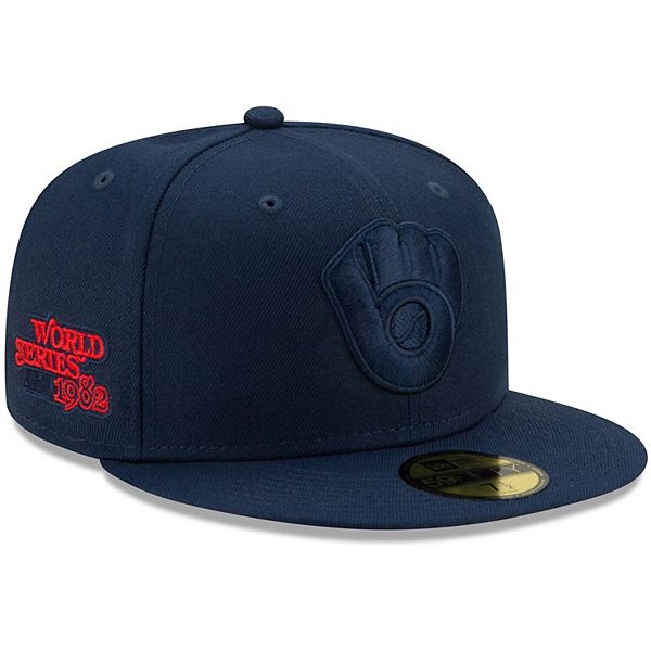 New Era Navy Milwaukee Brewers 1982 World Series Cooperstown Collection  Oceanside Red Undervisor 59FIFTY Fitted Hat