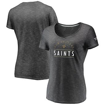 Women's Fanatics Charcoal New Orleans Saints League Leader Space Dye V-Neck T-Shirt