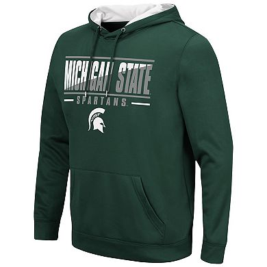 Men's Colosseum Green Michigan State Spartans Slash Stack 2.0 Pullover Hoodie