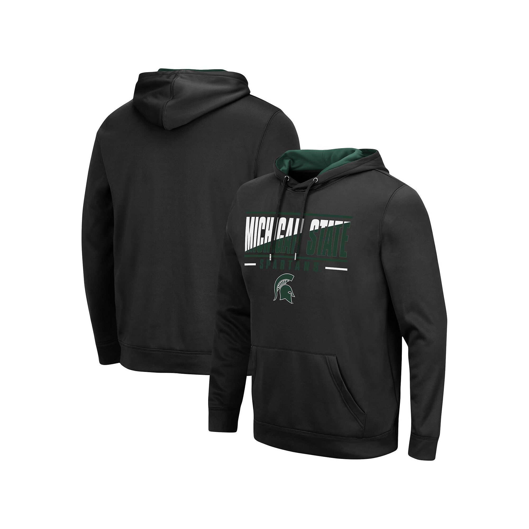 Mens Colosseum Black Michigan State Spartans Slash Stack 2.0 Pullover Hood