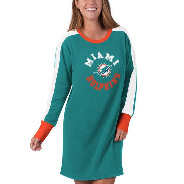 Miami Dolphins Women's Shirt Dress Button Up Shirts Skirt Summer Blouse  Sundress