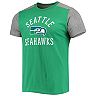 Men's Majestic Threads Green/Heathered Gray Seattle Seahawks Gridiron Classics Field Goal Slub T-Shirt
