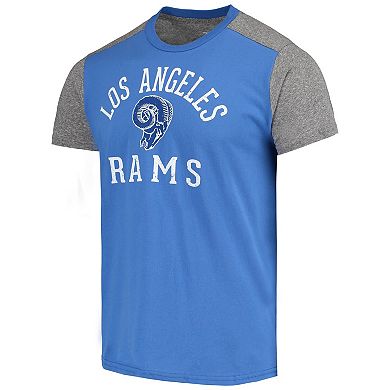 Men's Majestic Threads Royal/Heathered Gray Los Angeles Rams Gridiron Classics Field Goal Slub T-Shirt