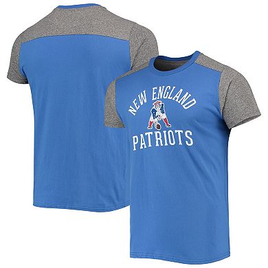 Men's Majestic Threads Royal/Heathered Gray New England Patriots Gridiron Classics Field Goal Slub T-Shirt