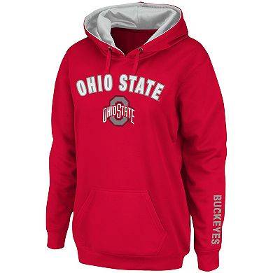 Women's Scarlet Ohio State Buckeyes Arch & Logo 1 Pullover Hoodie