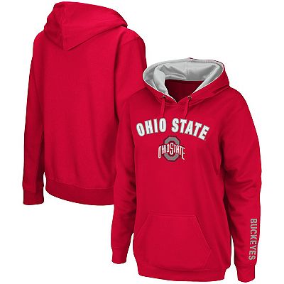 Women s Scarlet Ohio State Buckeyes Arch Logo 1 Pullover Hoodie