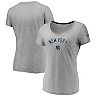 Women's Fanatics Branded Gray New York Yankees Wordmark & Logo Space-Dye V-Neck T-Shirt