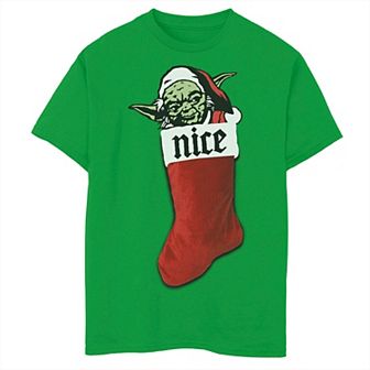 Boys 8-20 Star Wars Yoda Nice Stocking Portrait Graphic Tee