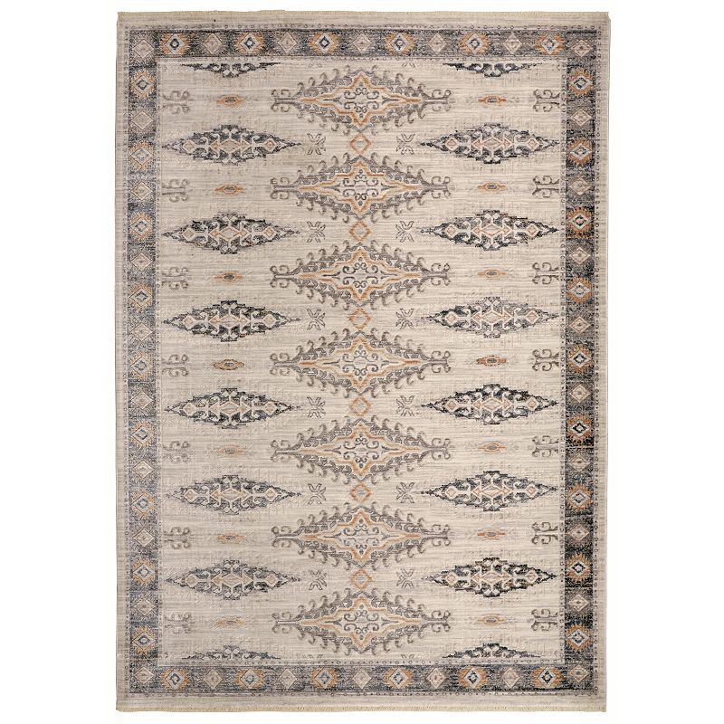 Weave & Wander Dunlap Diamond Kilim Rug, Beig/Green, 5X7 Ft