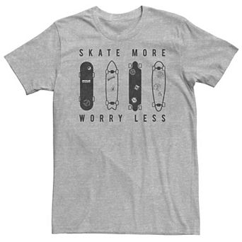 Big & Tall "Skate More Worry Less" Skateboard Lineup Sketch Tee