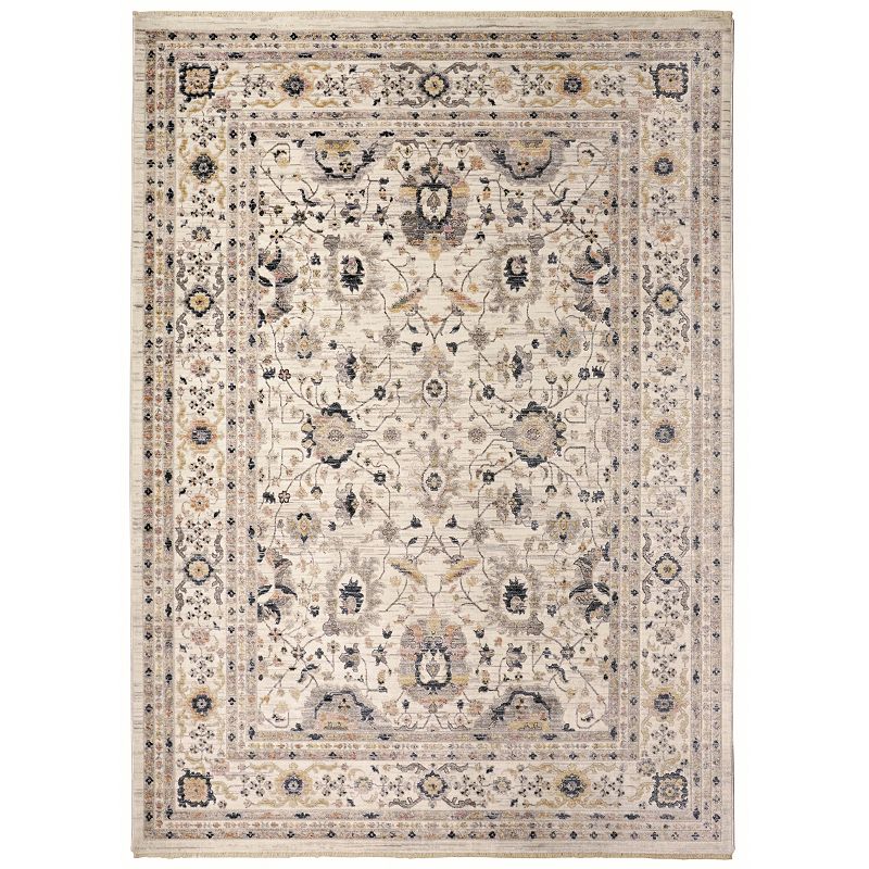 Weave & Wander Dunlap Geometric Floral Rug, Beig/Green, 7.5X10 Ft