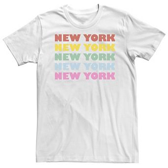 Big & Tall New York Solid Multicolor Stacked Design Tee