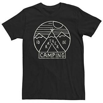 Big & Tall I'd Rather Be Camping Line Art Logo Tee