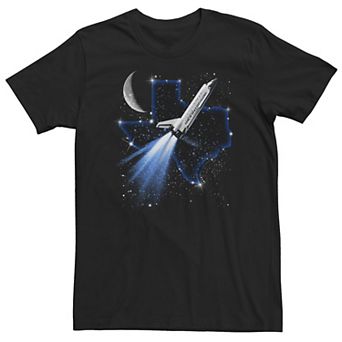 Big & Tall Space Texas Rocket Launch Moon Stars Galaxy Tee