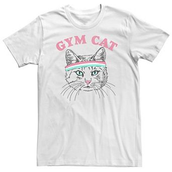 Big & Tall Gym Cat Outline With Headband Tee