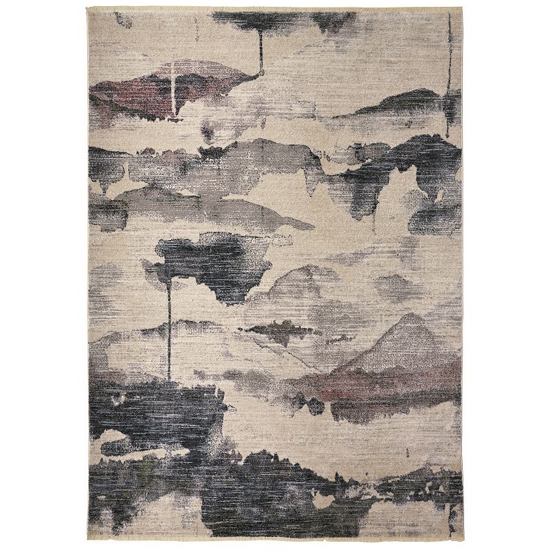 Weave & Wander Dunlap Abstract Watercolor Rug, Blue, 5X7 Ft